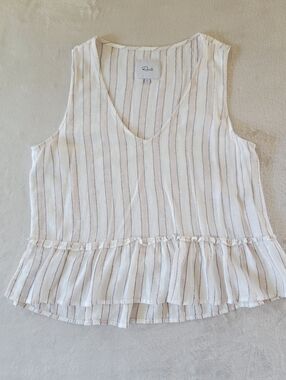 RAILS Linen Blend Mira Costa Stripe Sleeveless Top Small